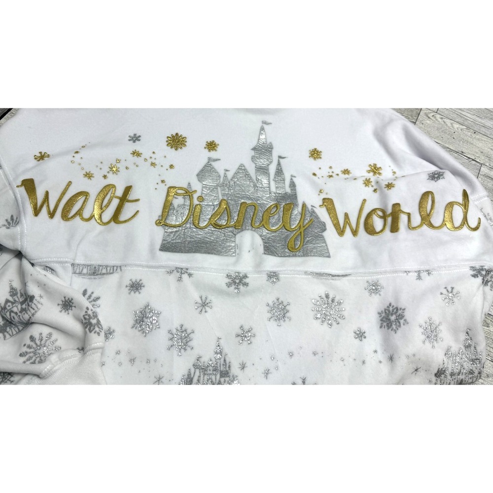 Walt Disney World Spirit Jersey Plush Velour Cinderella Castle Snowflake XS
